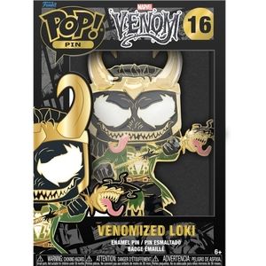 New 4" Venom 16 Venomized Loki Enamel Pop Pin Marvel Funko With Display Stand 6+